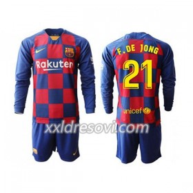 FC Barcelona F.DE JONG 21 Domaći Dječji Komplet Dresovi za Nogomet 2019-2020 Dugim Rukavima (+ kratke hlače)